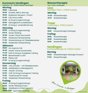 Kursangebote und Rehabilitation mit allen Kursen in Uerdingen.