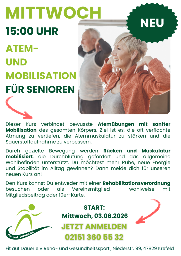 Neuer Kurs für Atemübungen und Mobilisation